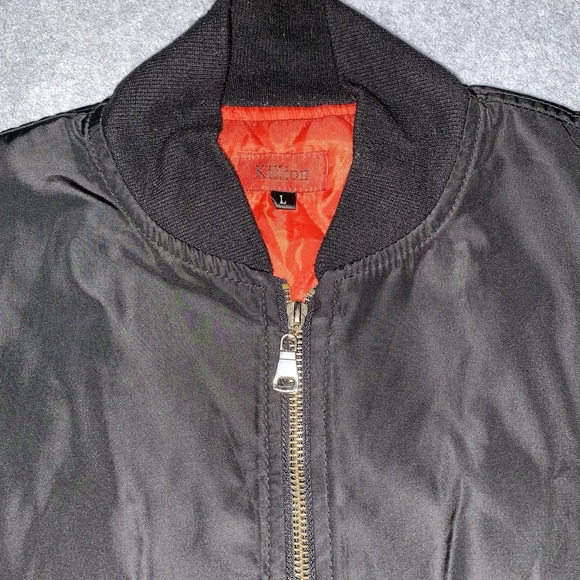 Killion MA-1 Bomber Jacket Men's Large Black Red Quilted Lining Streetwear Zip - Picture 4 of 13